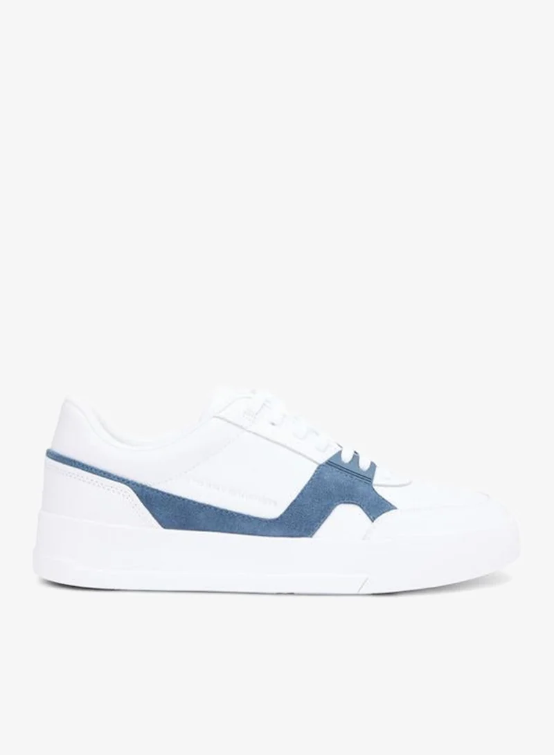 Leather Contrast Panel Court Trainers